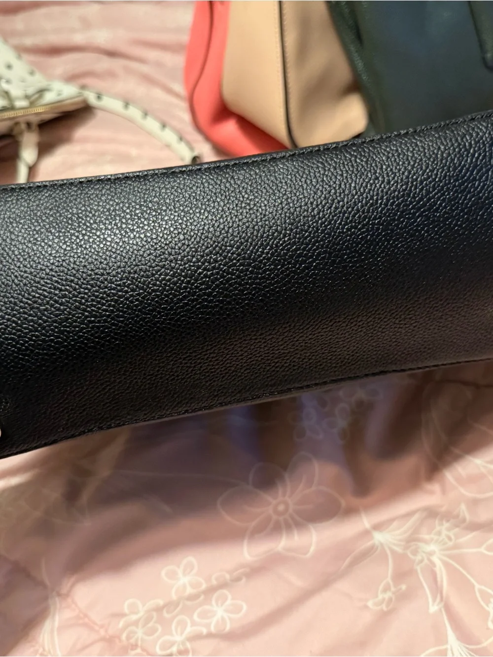 kate spade Black Pebbled Leather Satchel with Top Handles